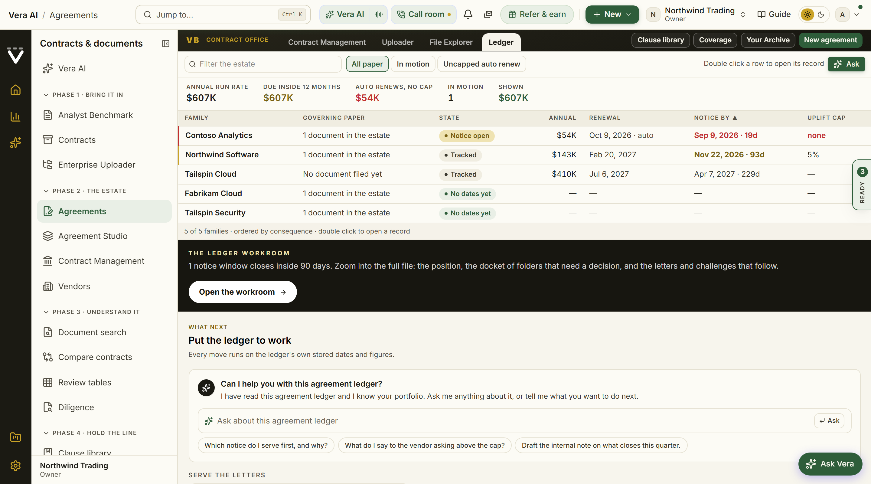 Agreements screen