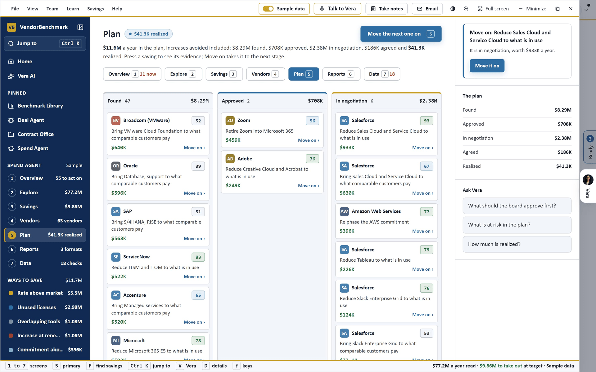 Spend Agent, The board: every vendor and where you can save