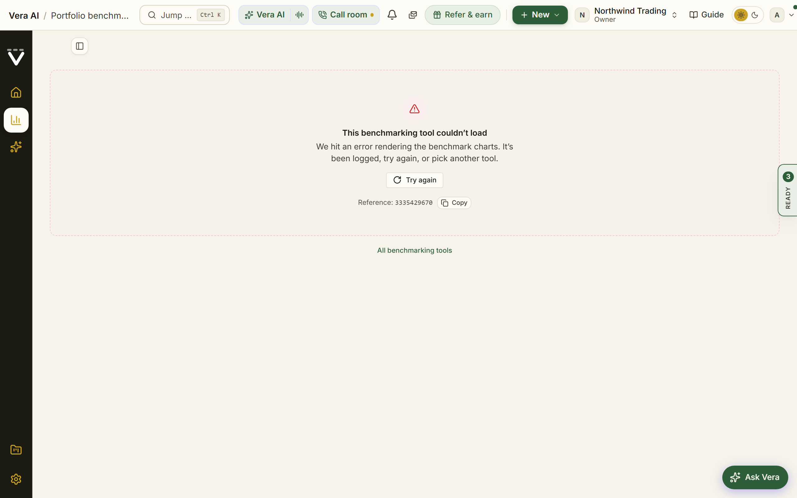 Portfolio benchmark screenshot