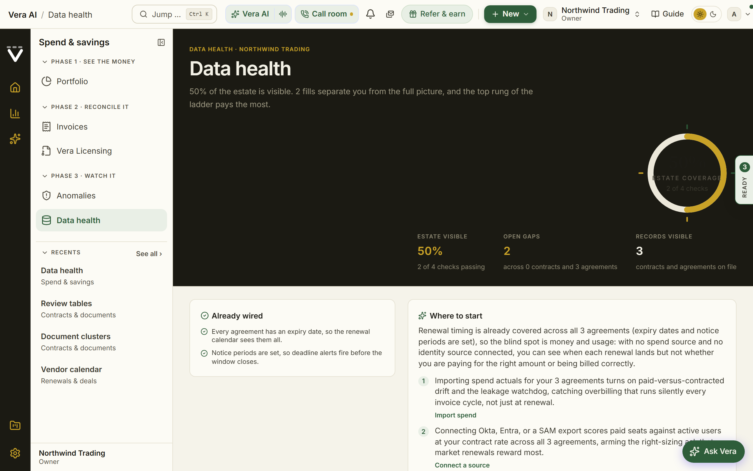 Data health screenshot