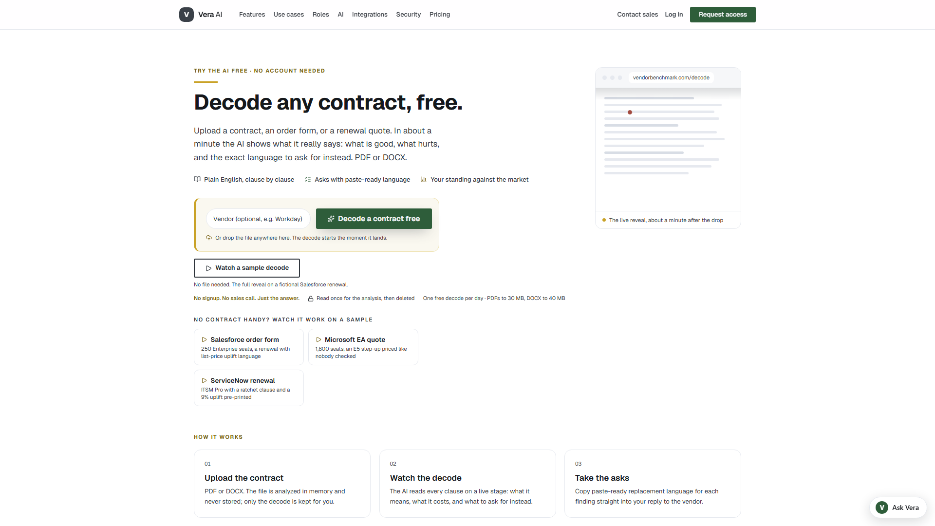 The free contract decoder