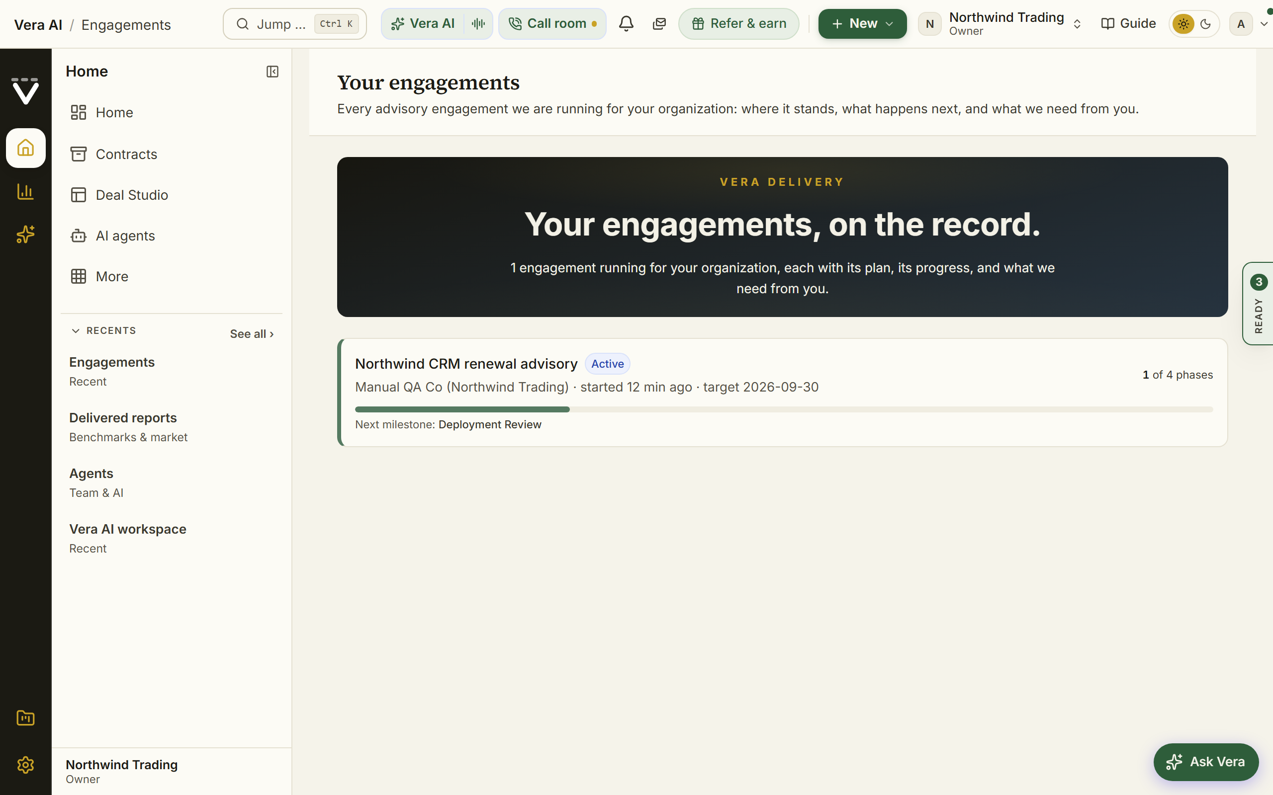Your engagements screen