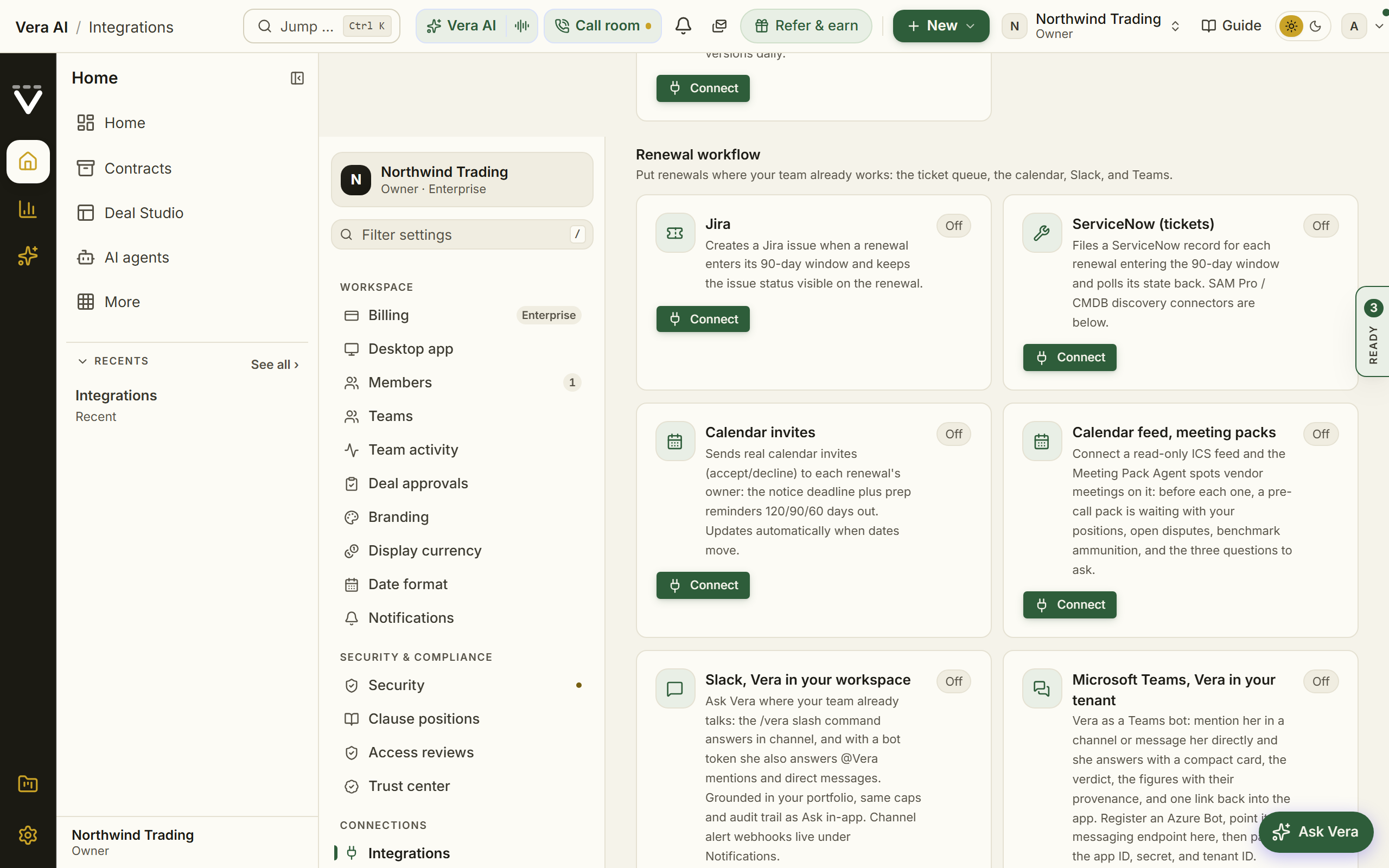Renewal workflow connectors