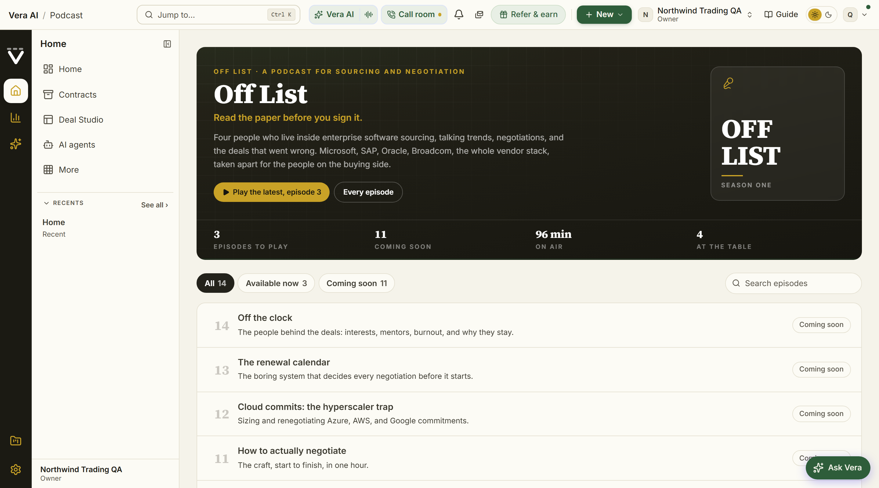 Off List, the podcast, played inside the app
