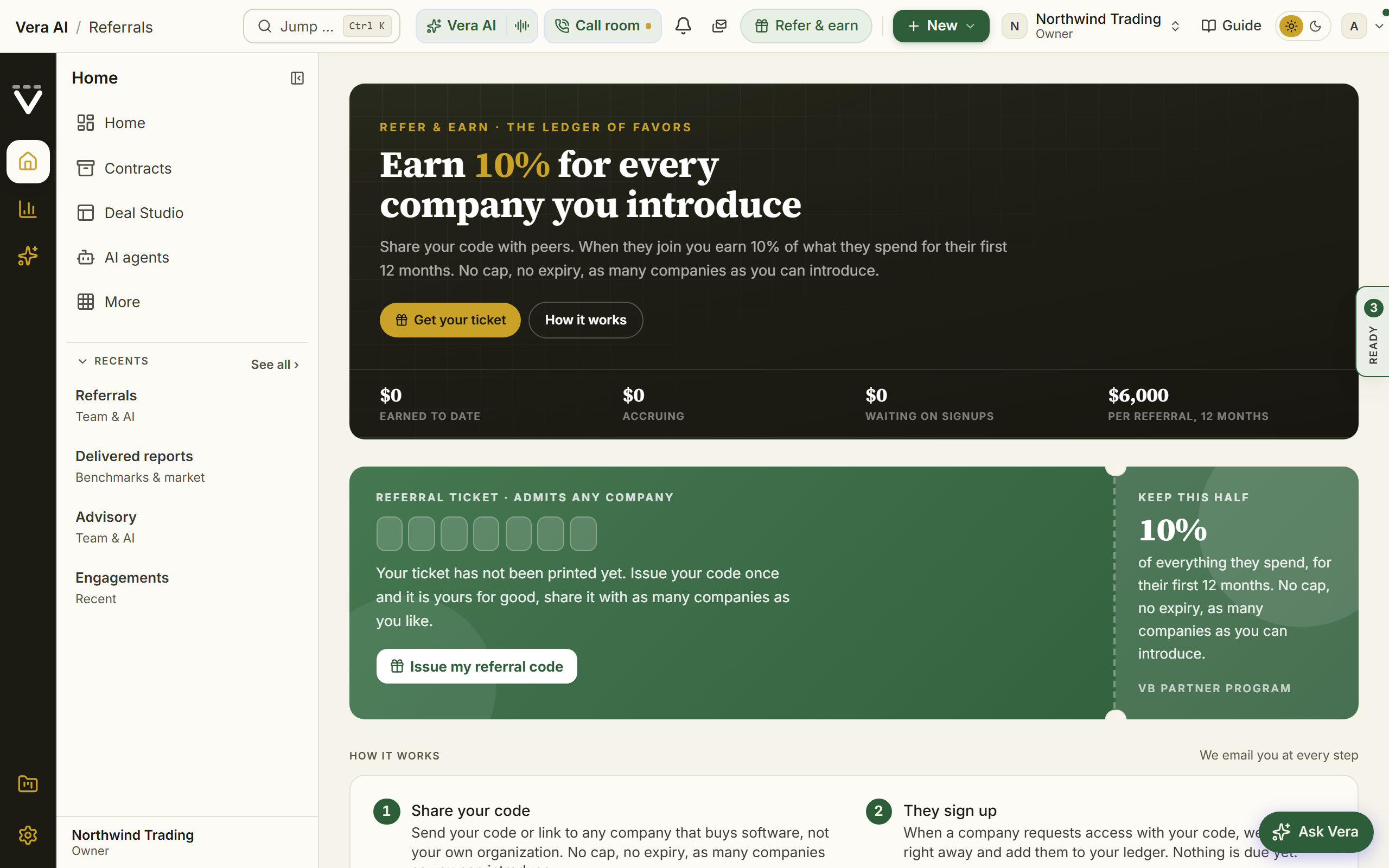 Referrals screen