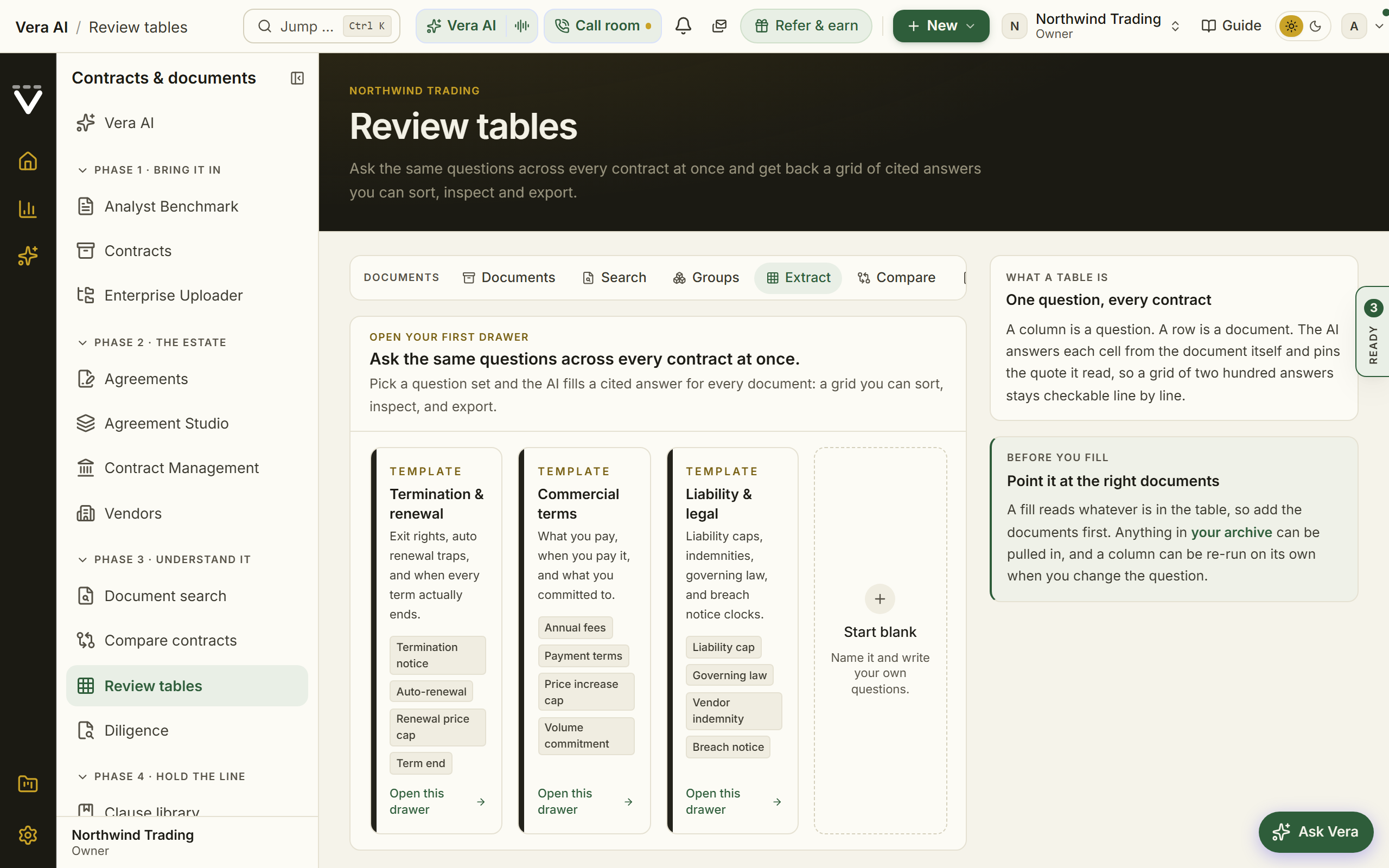 Review tables screenshot