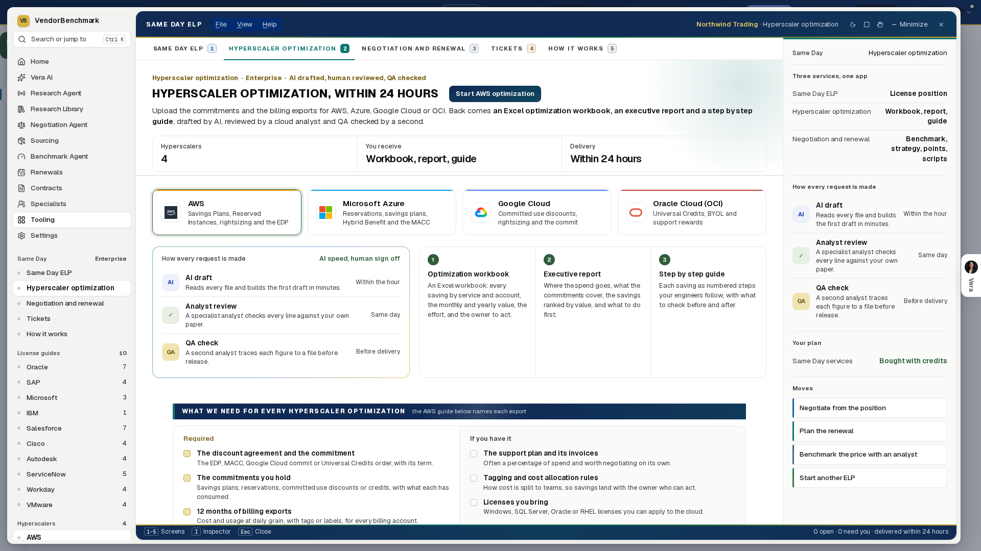 Hyperscaler optimization screenshot