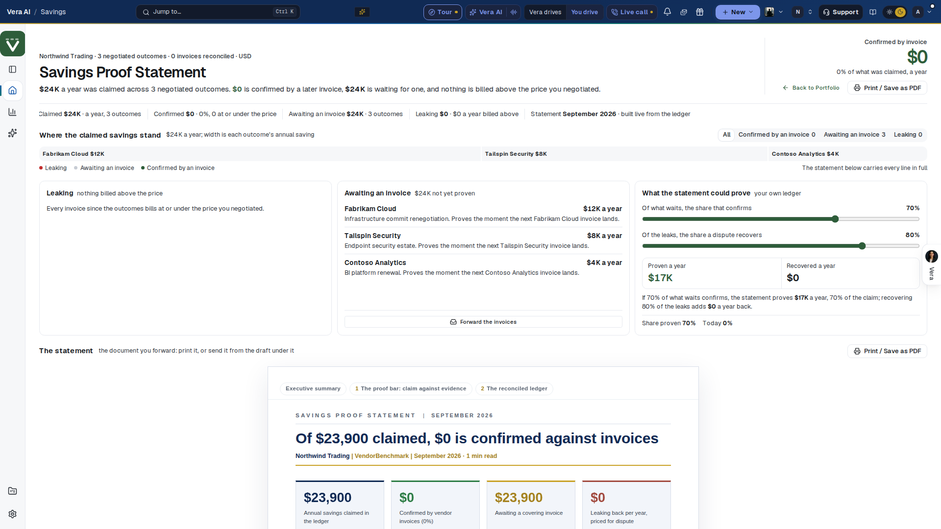 Savings Proof Statement screenshot