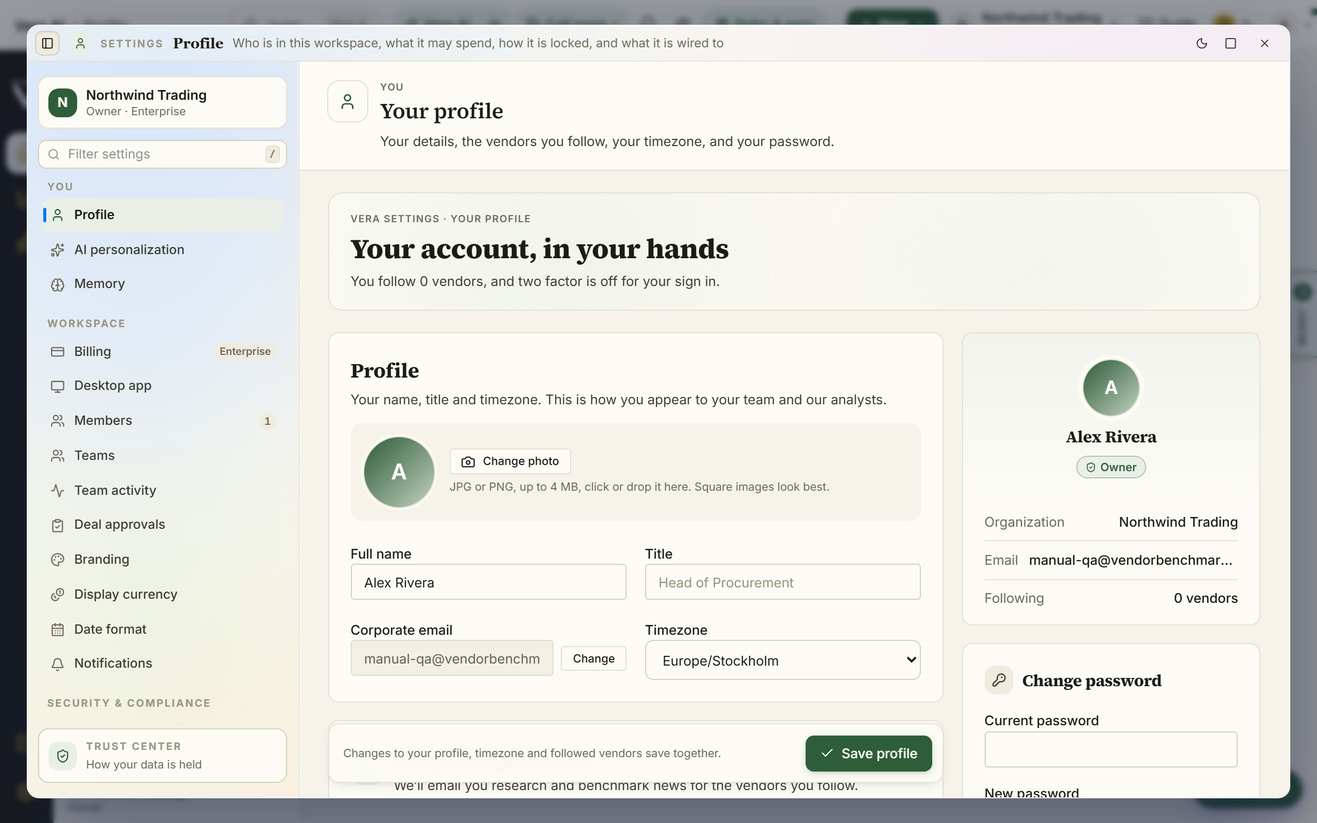 Profile screenshot