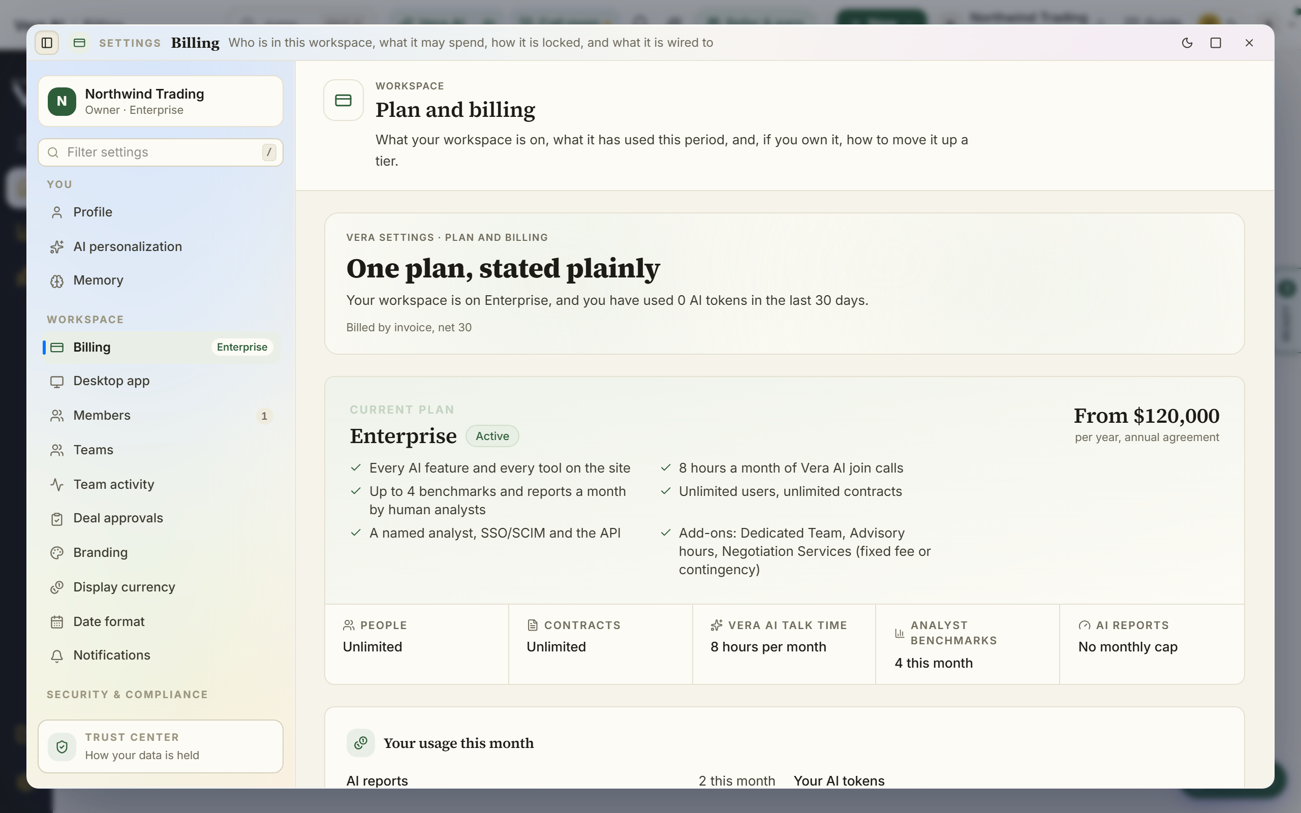 Billing screenshot