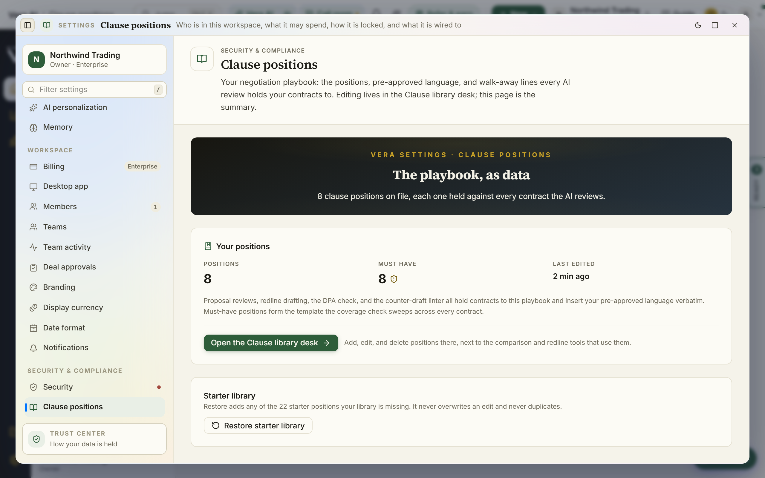 Clause positions screenshot