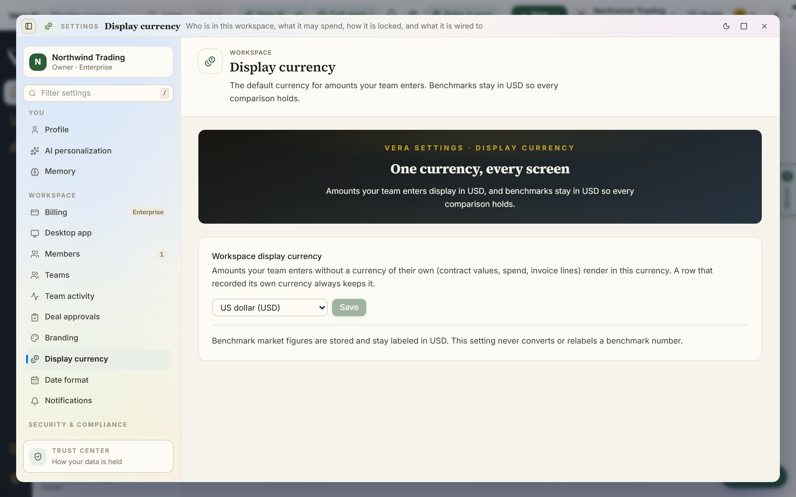 Display currency screenshot