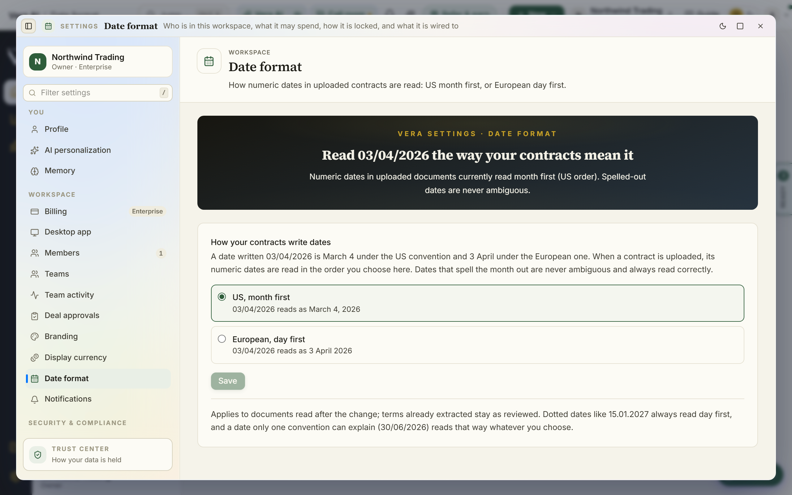 Date format screenshot