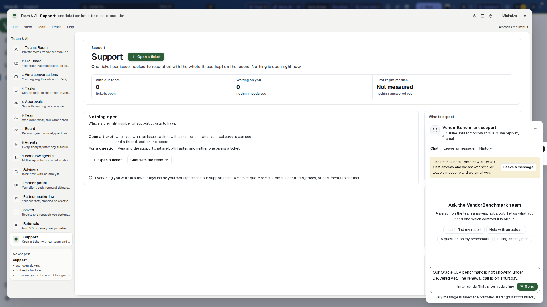 Support chat screenshot