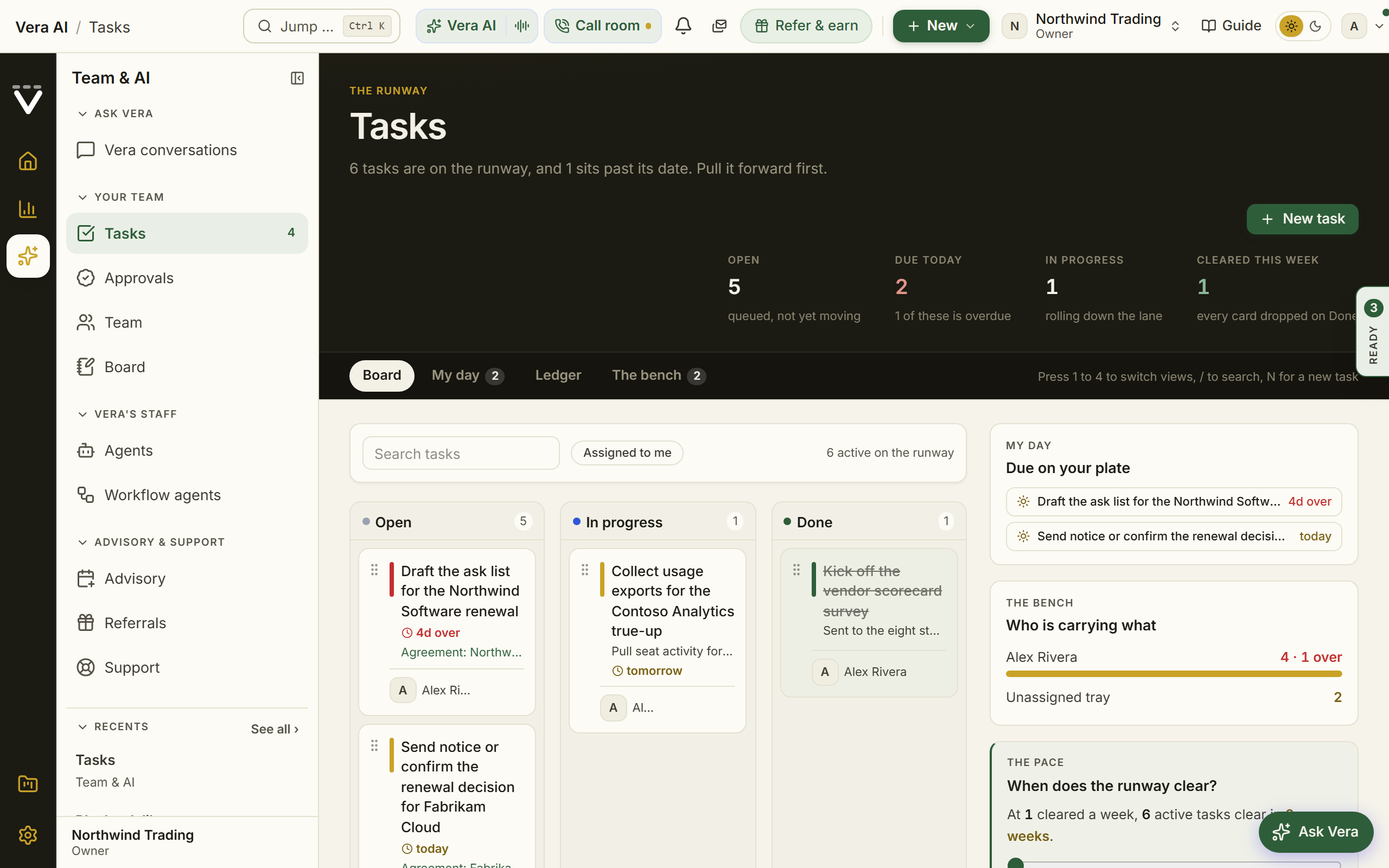 Tasks screen