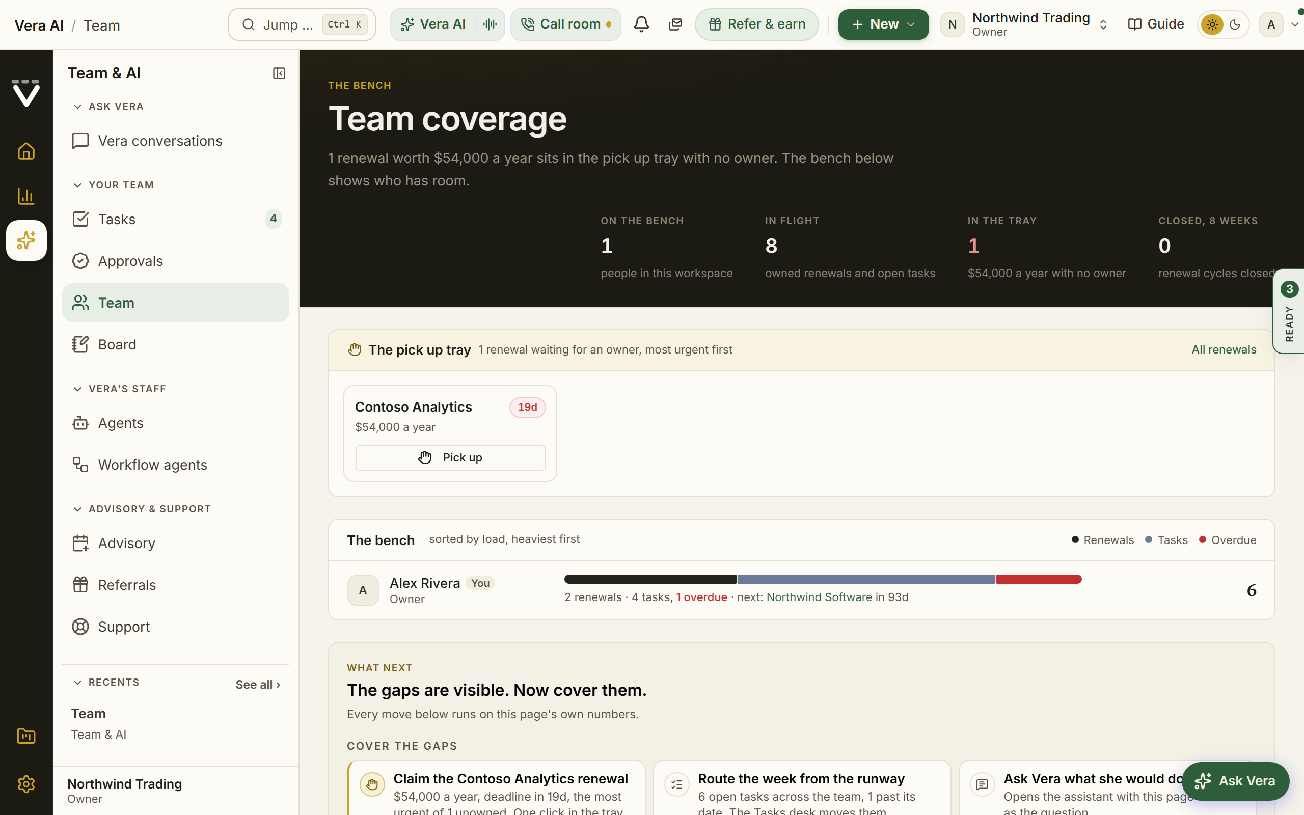 Team screen