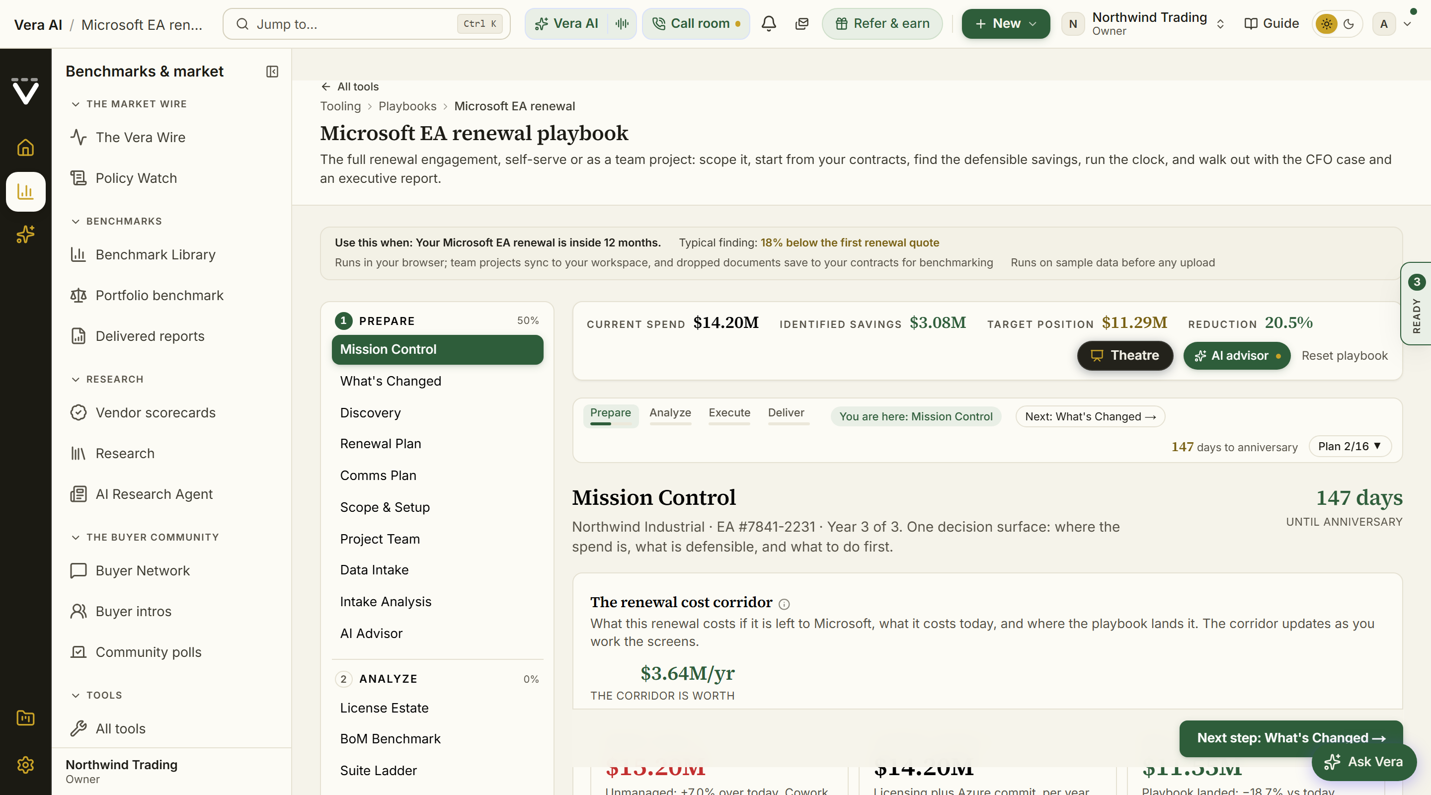 Microsoft EA playbook, Mission Control with the renewal cost corridor