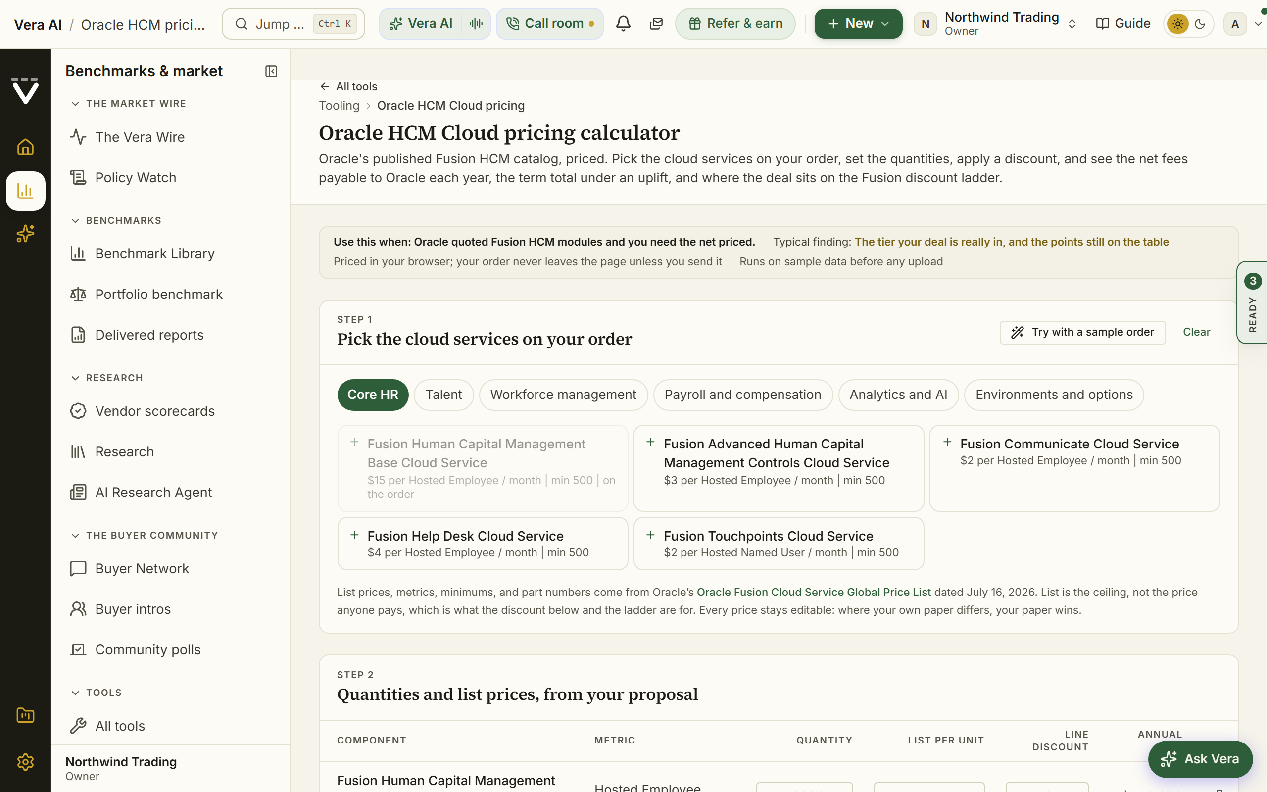Oracle HCM Cloud pricing calculator