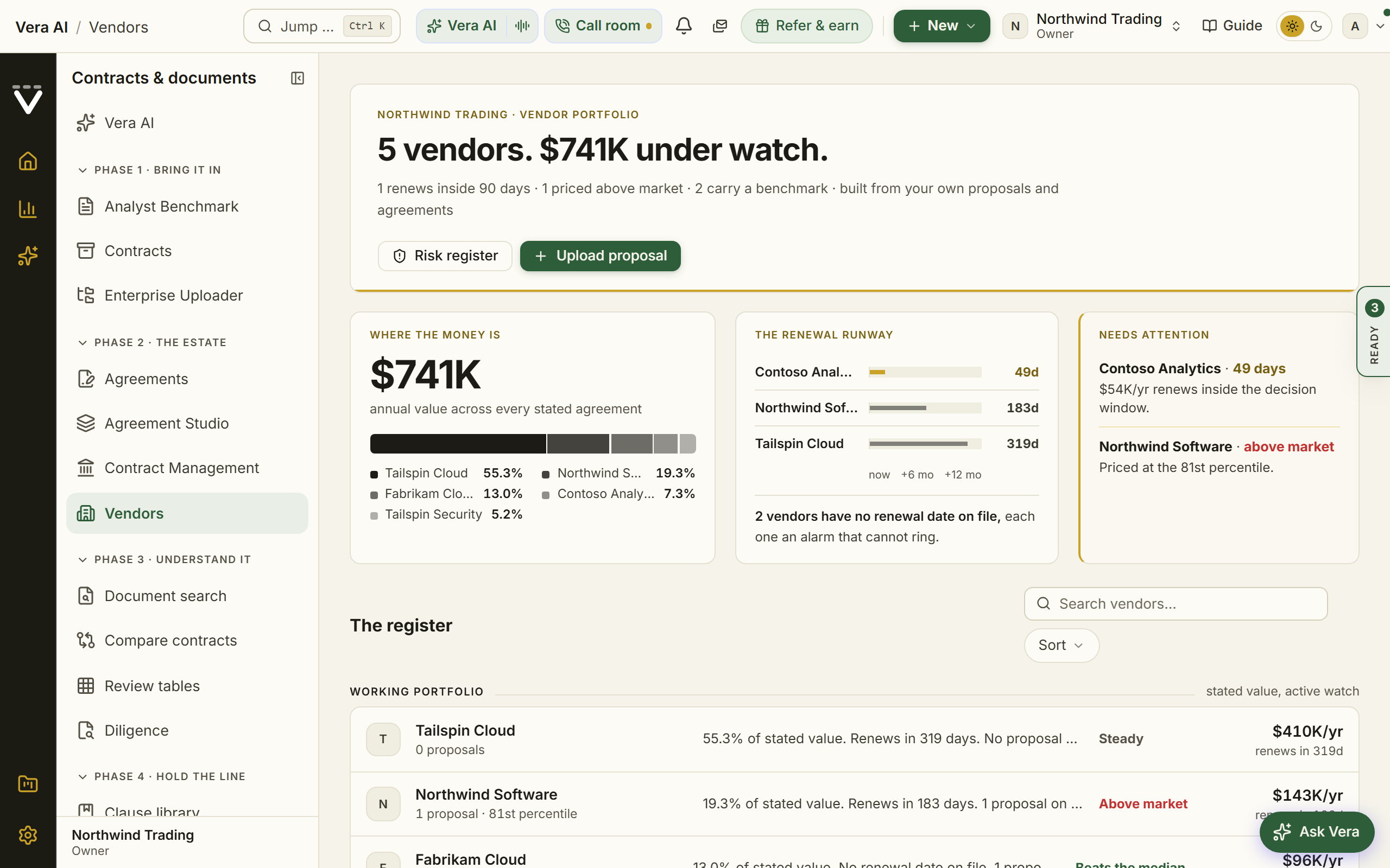 Vendors screen