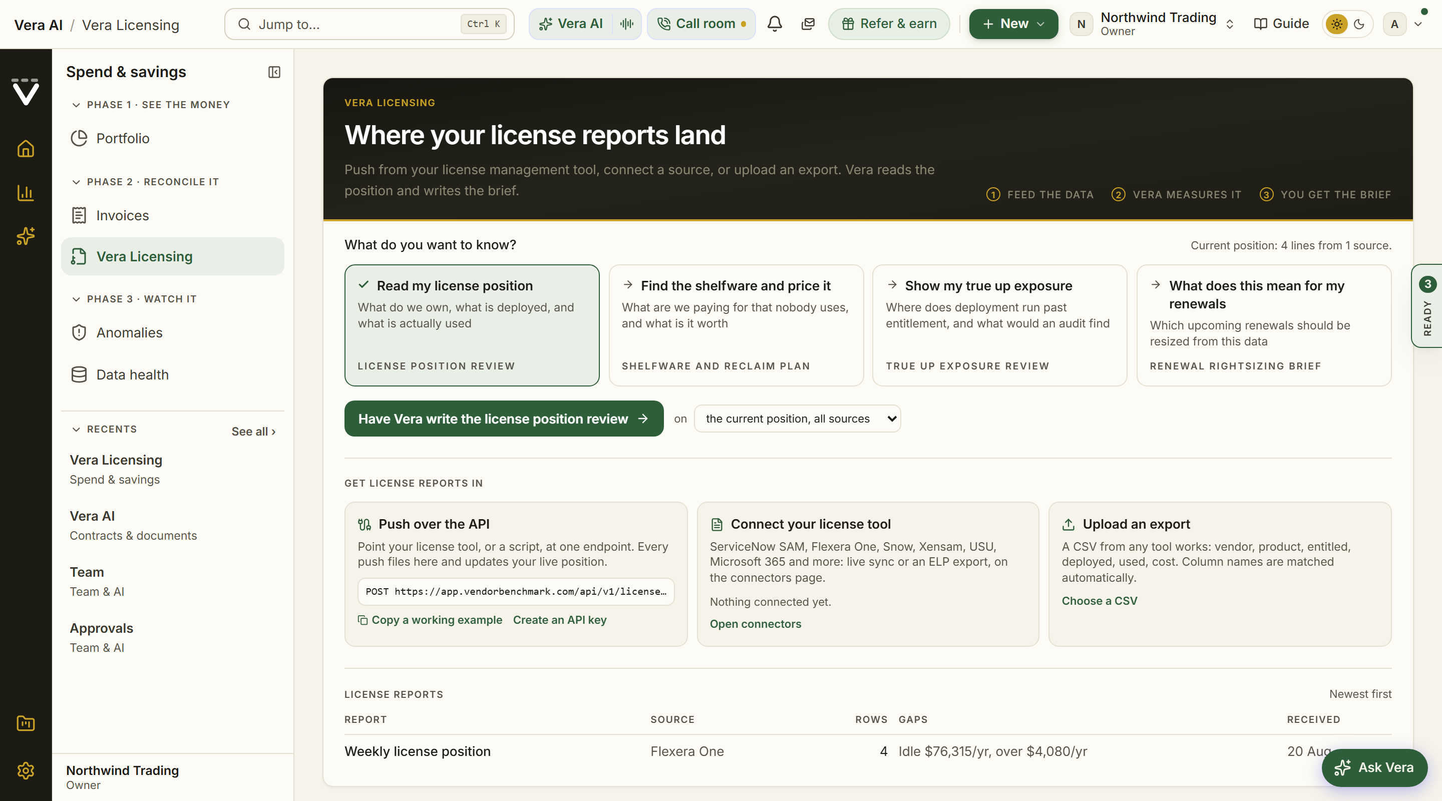 Vera Licensing screenshot