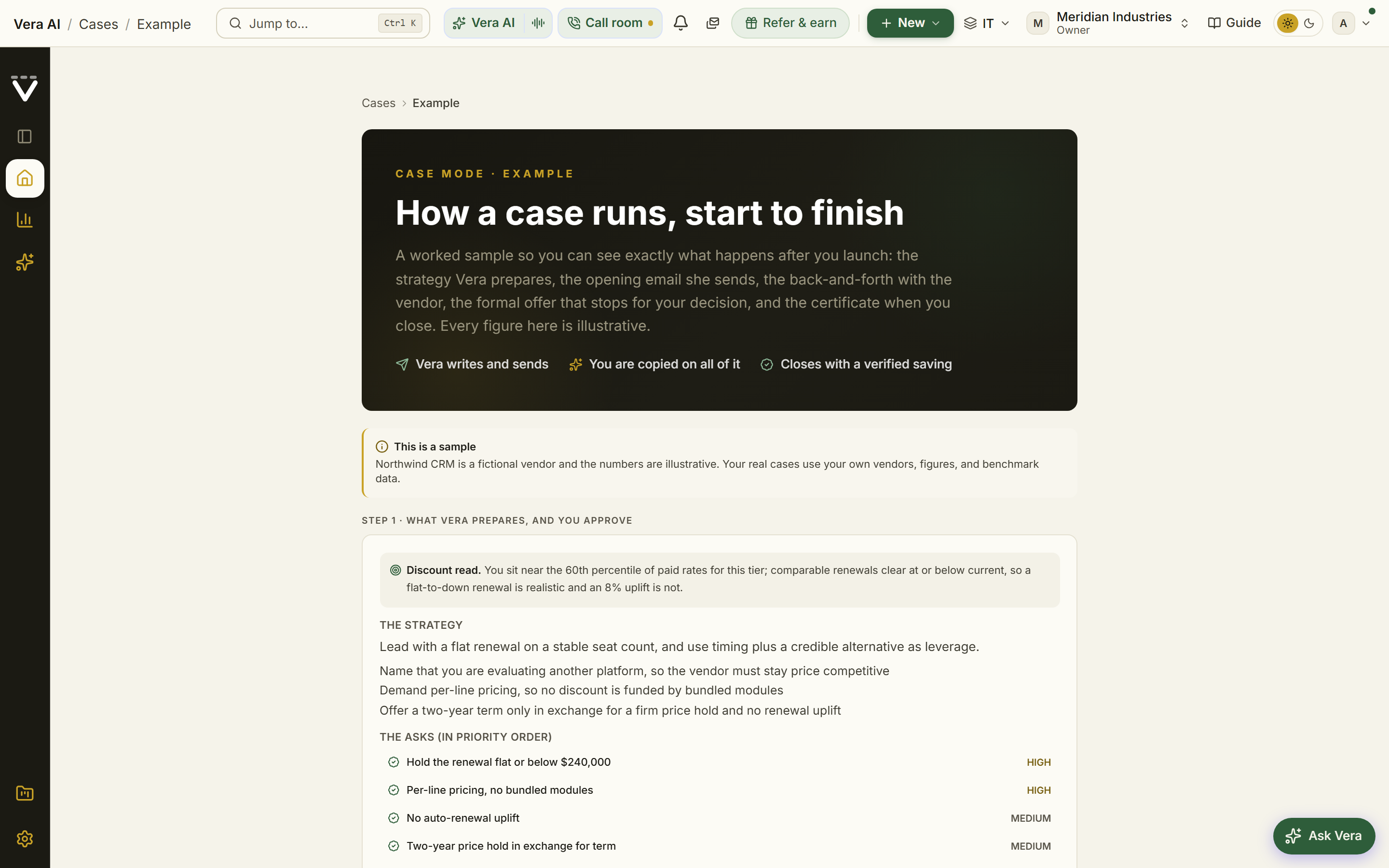 A worked case: the strategy, the emails, the offer, the certificate