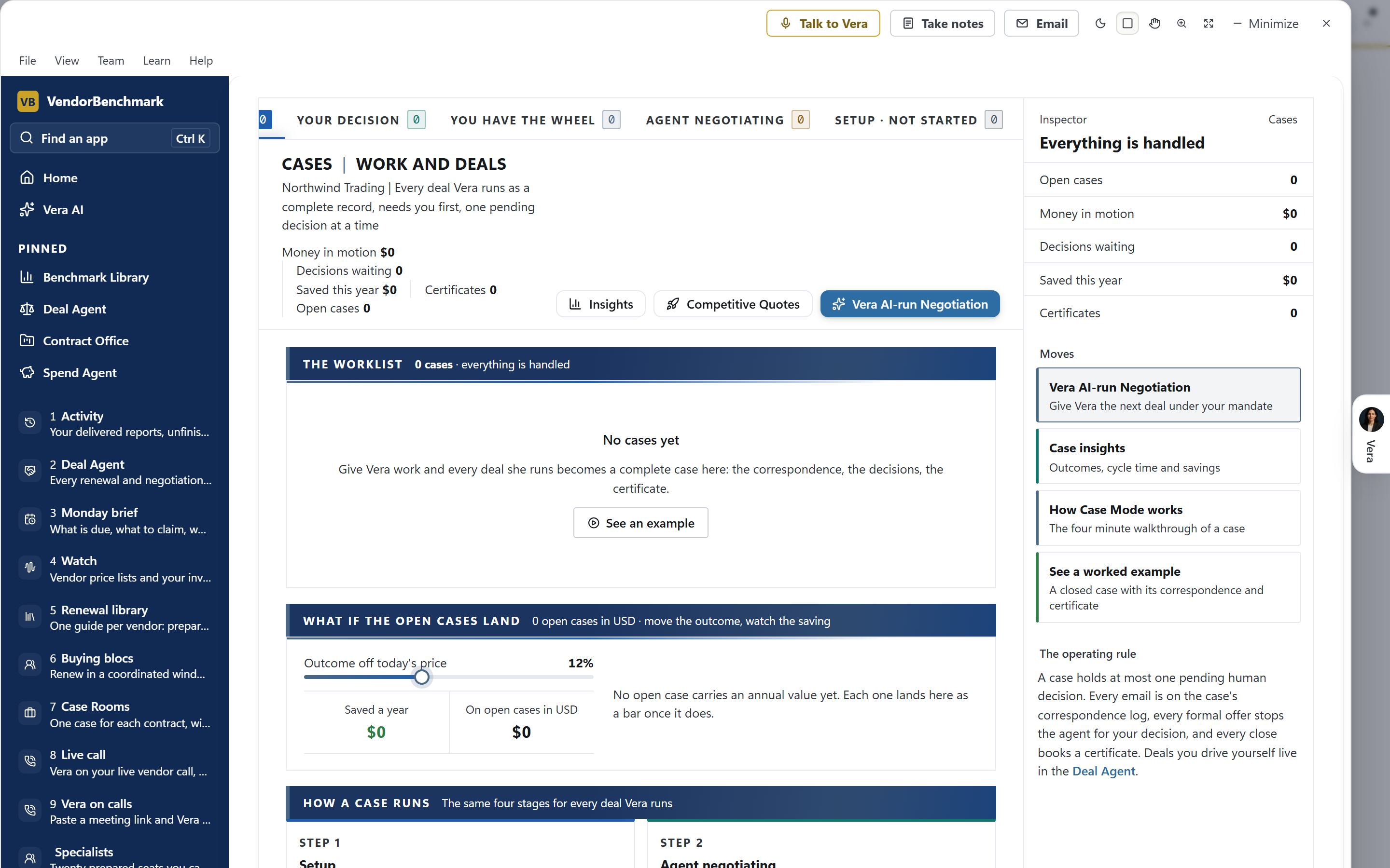 Case intake opening as a sheet inside the renewal room, showing guided and automated options