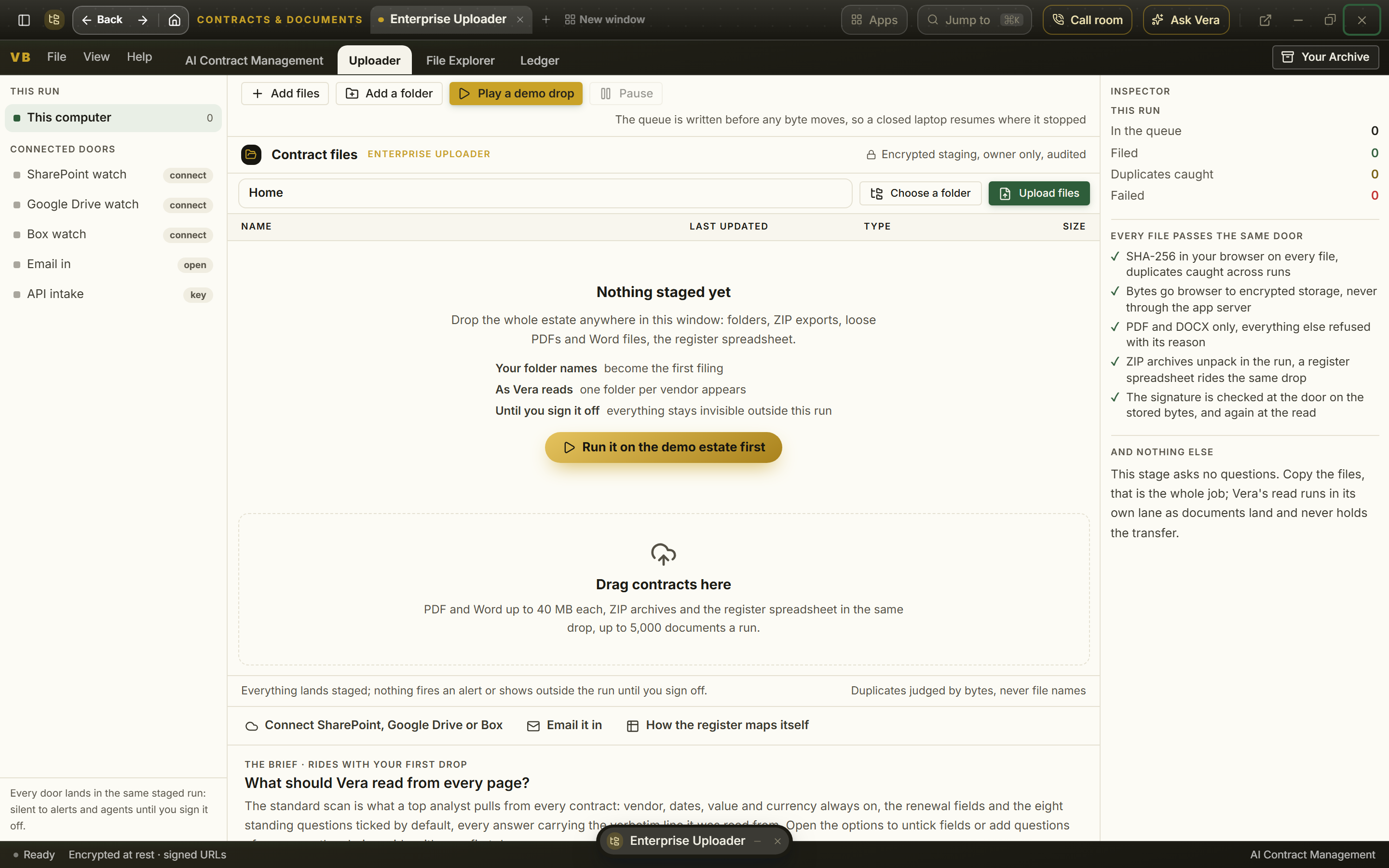 The Migration Studio interface showing field mapping from a source spreadsheet into contract records
