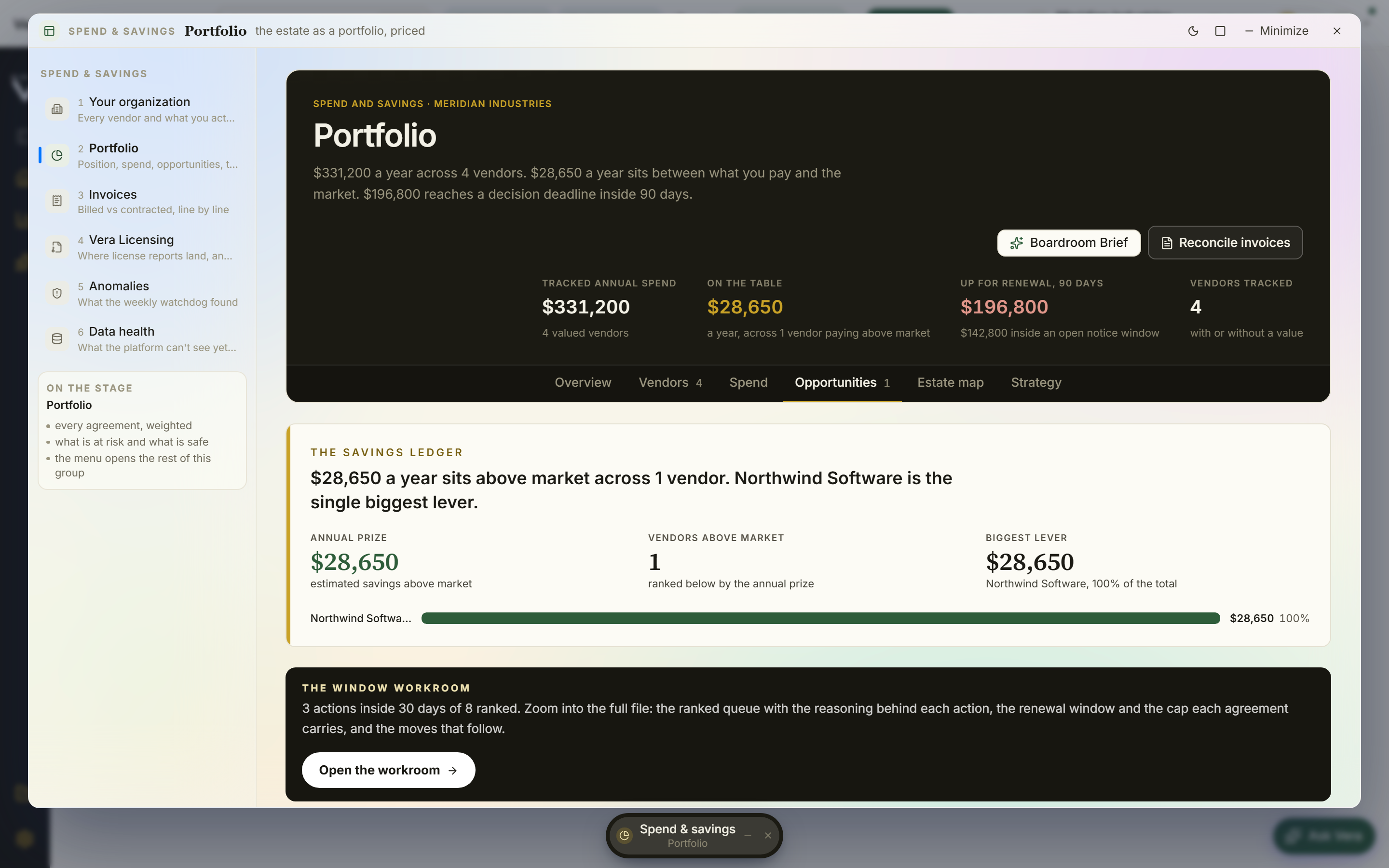 The savings opportunities view